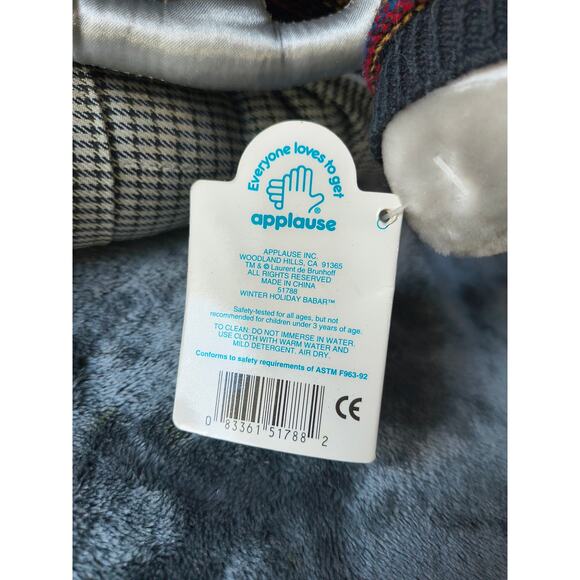 Babar  15" Tall Winter Holiday Loves Applause Stuffed Animal Plush Toy - Picture 3 of 7